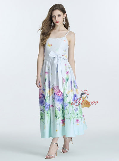 Summer Holiday Printed Bow Suspender Dress