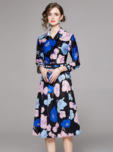 Slim Printed Long Sleeve Dress