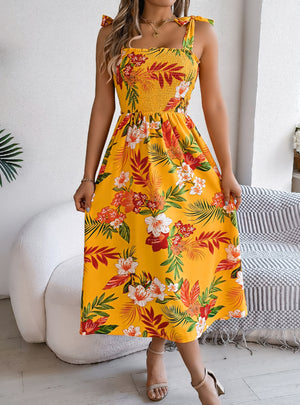 Flower Suspenders Holiday Beach Dress