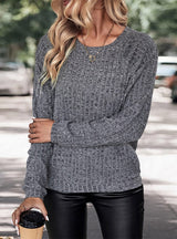 Long Sleeve Solid Color Knitted Top