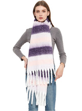 Thick Thick Fringed Striped Scarf