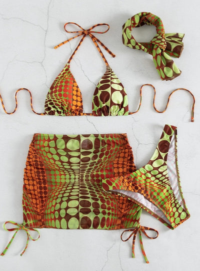 Women Printed Four-piece Bikini