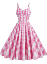 Vintage Plaid Sling Mid-length Dress