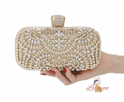 Diamond-studded Slung Portable Clutch Bag