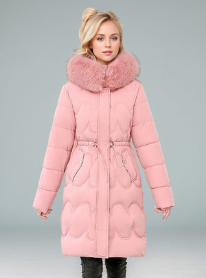 Mid-long Silm Waist Thick Cotton-padded Coat