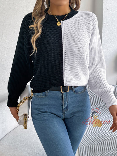 Casual Contrast Long Sleeve Sweater