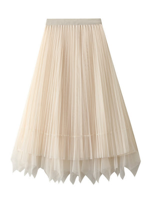 High Waist Pleated Irregular Skirt