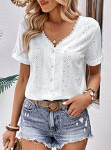 Stitching Lace Shirts Tops Both Sides Wear