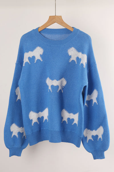 Round Neck Long Sleeve Bow Sweater