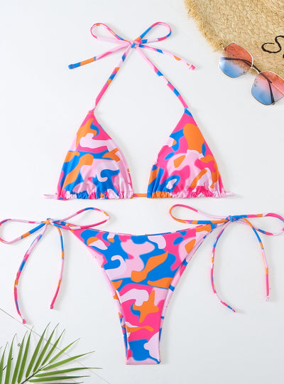 Sexy Printed Lace-up Bikini