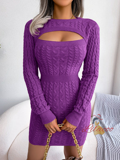 Sexy Hollow Twist Sweater Dress