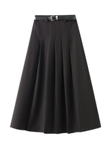 High Waist and Slim Casual Pleated Skirt with Belt