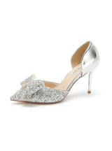 Bow Sequined High Heels Banquet Shoes