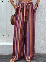 Printed Long High Waist Elastic Wide-leg Pants