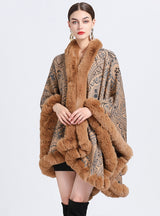 Jacquard Shawl Cloak Knitted Cardigan Loose Coat