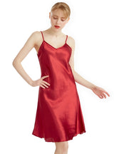 Satin Slim Strap V-neck Suspender Nightdress