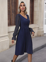 V-neck Backless Long Sleeve Dress