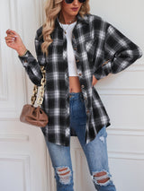 Women Casual Loose Plaid Shirt