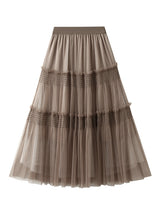 Wooden Ear Mesh Elastic Slimming Cake Skirt