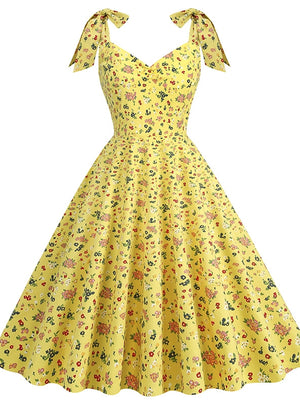 Flower Hepburn Bow Vintage Dress