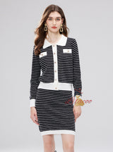 Small Lapel Coat+High Waist Skirt Suit