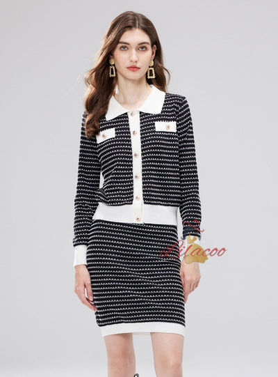 Small Lapel Coat+High Waist Skirt Suit