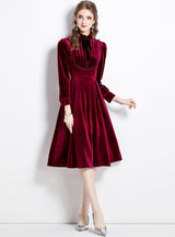 Long Sleeve Velvet Slim Dress