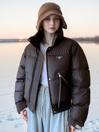 Stand-up Collar Short Thick Cotton-padded Jacket