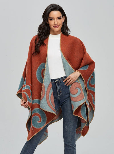 Cashmere-like Cloak Scarf Split Shawl