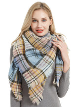 Women Small Plaid Square Scarf