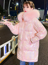 Thick Fur Collar Glossy Cotton-padded Jacket