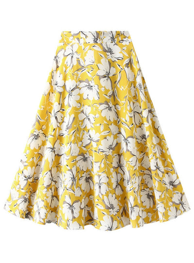 Large White Flower Printed Skirt