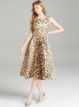 Retro Slim Sleeveless Printed Dress