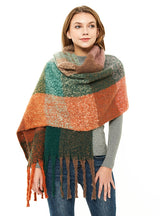 Thickened Thick Fringed Plaid Scarf Shawl