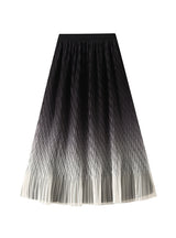 High Waist and Medium Length Gradient Mesh Skirt