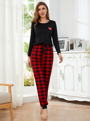 Heart-shaped Printed Long-sleeved Sleepwear