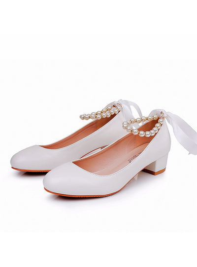 3 cm Round-headed Beaded Ribbon Shoes