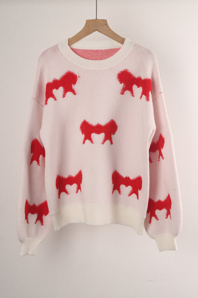 Round Neck Long Sleeve Bow Sweater