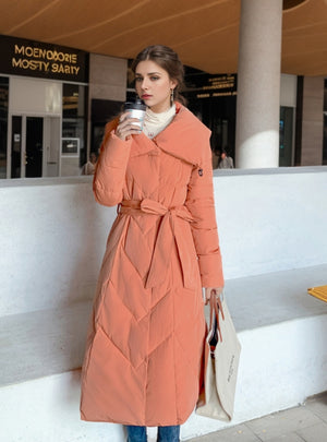 Long Over Knee Thin Cotton-padded Coat