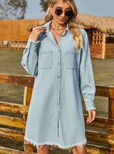 Retro Denim Loose Casual Long Sleeve Dress