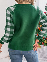 Leisure Plaid Deer Long Sleeve Sweater