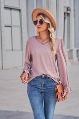 Long Sleeve Lace Stitching Loose Top