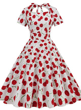 Retro Printed Short-sleeved Hepburn Floral Dress