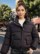 Thick Vertical Collar Loose Short Down Jacket