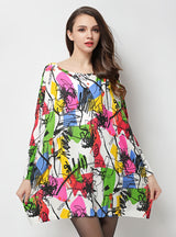 Loose Printed Bat Sleeve Sweater