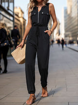 Black Sleeveless Long Jumpsuit