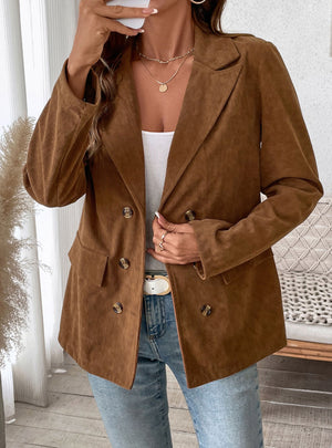 Solid Corduroy Button Jacket Coat