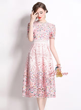 Fashion Slim Lace Short Sleeve Dress