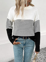 Long Sleeve Striped Contrast Sweater