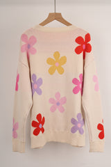 Multicolored Flowers Long Sleeve Sweater